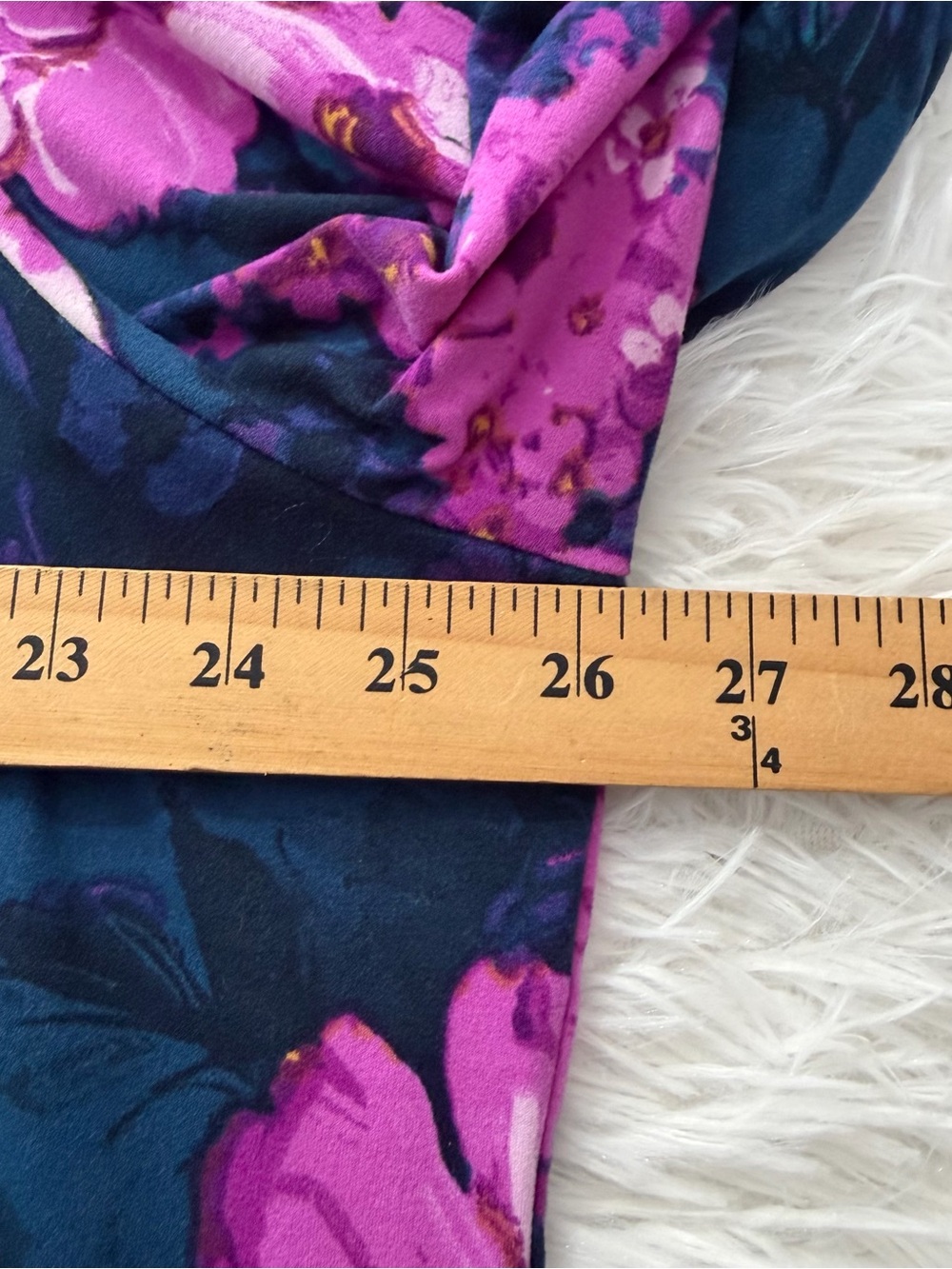 Susan Graver Womens 2X Floral Top Blue Pink Long Bell sleeve Stretch Office - Picture 5 of 8